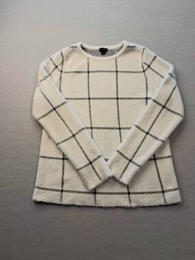 J. Jill Sz XS Ivory Crewneck Sweater with Black Windowpane